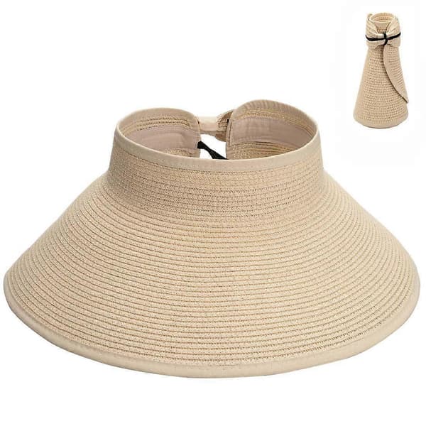 Rullbar solhatt med bred brätte för damer (beige)