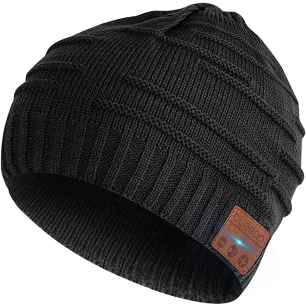 blueear Bluetooth Beanie Hat Bluetooh 5.2 Hovedtelefon Trådløse Vinterstrikhuer med Stereohøjttaler og Mikrofon 15 Timers Arbejdstid til Udendørs Sport H21 Black