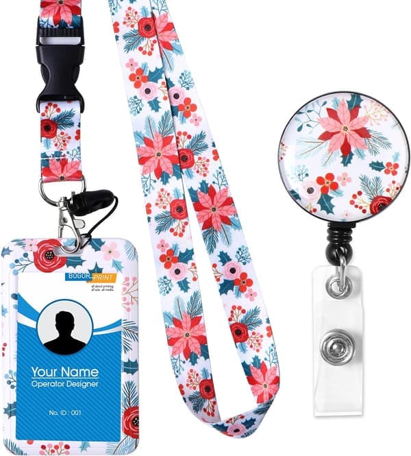 1 pc ID Card Holder with Lanyard, Neck Strap Lanyard with Sw
