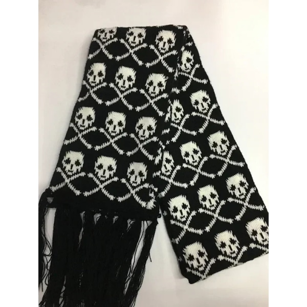 Dragon Skull Scarf Unisex Women Man Winter Knitted Pashmina Shawl Black Acrylic Echarpe Luxury Female Skeleton Wrap with Fringes