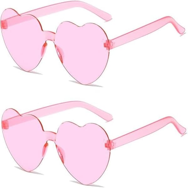 Flerfarvede rammeløse hjerteformede modesolbriller - Oversized briller til kvinder PINK pink