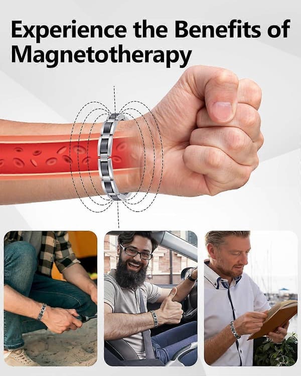 Magnetarmbånd til mænd, klassisk sort titanium rustfrit stålarmbånd med Black
