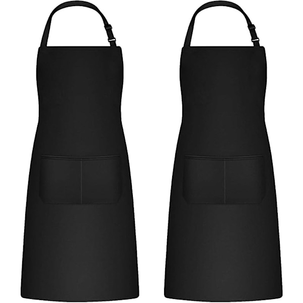 2 stk kjøkkenforklær for herre og dame, verktøyforkle med 2 lommer for grilling, justerbart hageforkle for voksne for hagearbeid