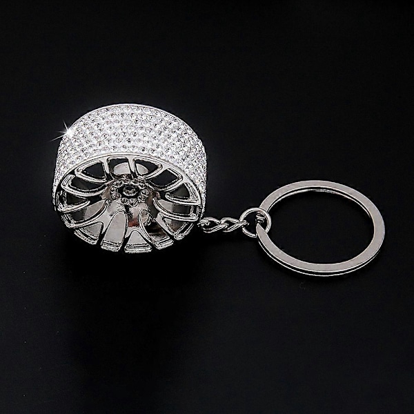 Nøglering med rosaglitter og diamant