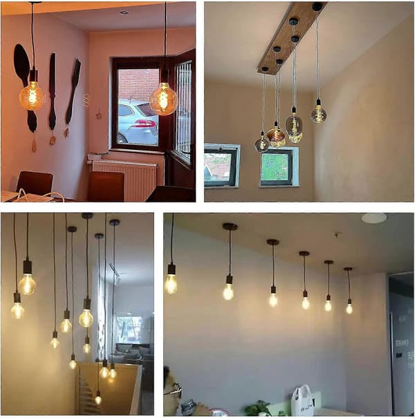 2-pack metallpendellampor, justerbar kabel 100 cm, E27-pendelsockel, E27-pendeltillbehör, lämplig för vardagsrum, sovrum, kökstak