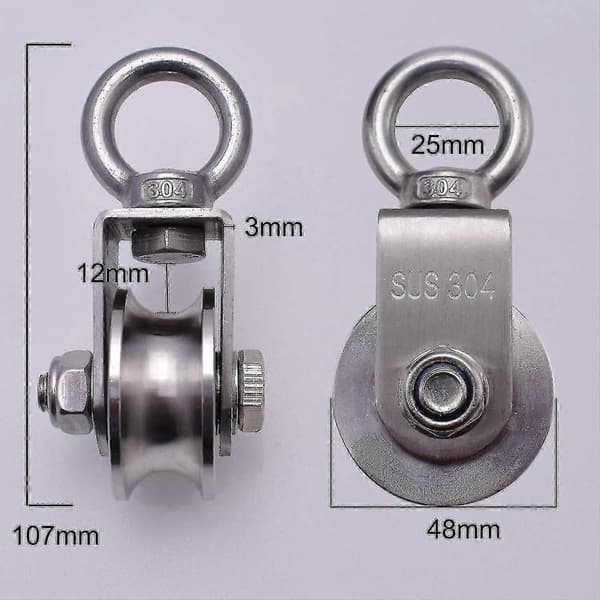 500 kg løfteblok med 2 lejer, 48 mm rustfrit stål 304 blok til kabel
