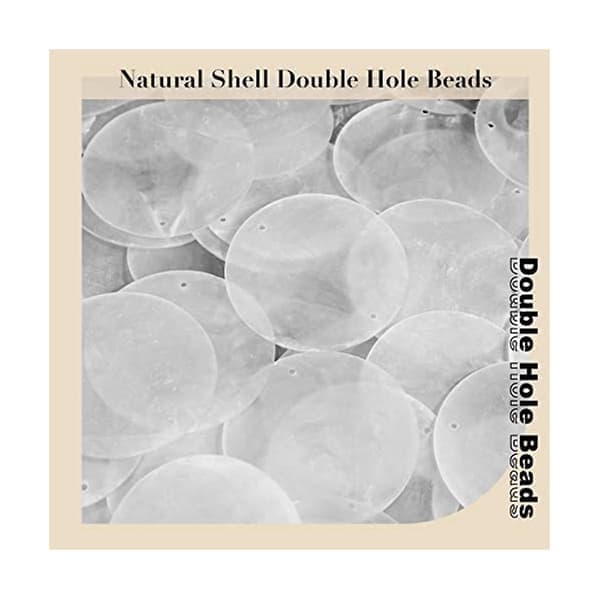 60 Pcs 2 Inch Round Capiz Shells 2 Holes Round Natural Shells White Shell Wind Chime Jewelry