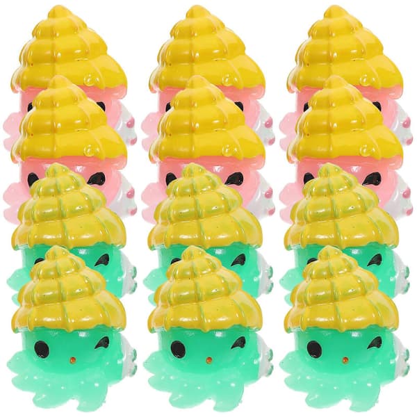 Miniature blækspruttefigur til fehavedekoration 12 stk. assorterede farver harpiks