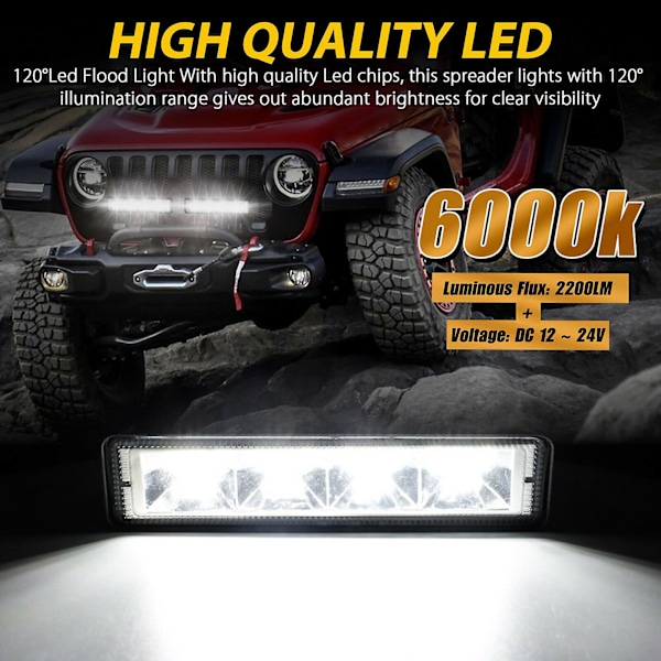 2 kpl 72W Auton Työvalo LED-palkki 4x4 24 LED Työvalo Palkki Kaivinkone 12-60V led Combo Beam Maastoautoille SUV ATV Traktorille Veneille Kuorma-autoille