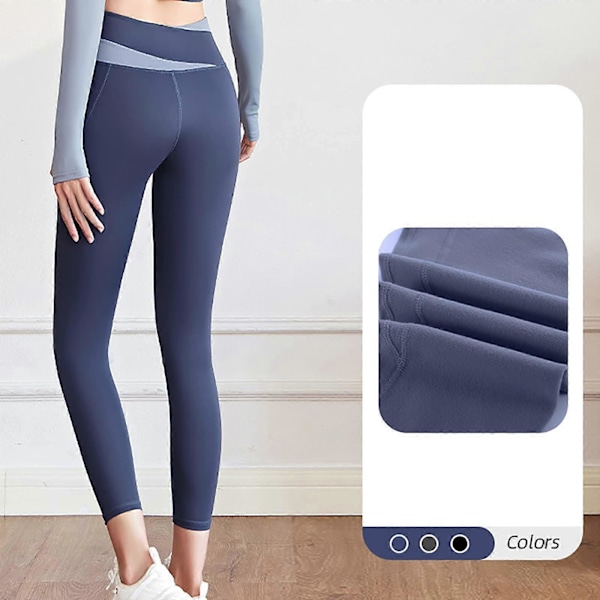 Dame Leggings Bukser Højtaljede Yoga Bukser Crossover Leggings Farvekontrast Hofteløftende Træning Gå-i-byen XL Gray
