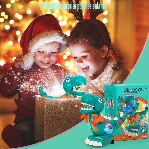 Krypende dinosaur for 1-åringer, med musikk og lys