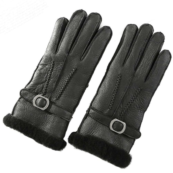 Men & Women Genuine Sheep Leather Gloves Thicken Winter Warm Motorcycle Gloves