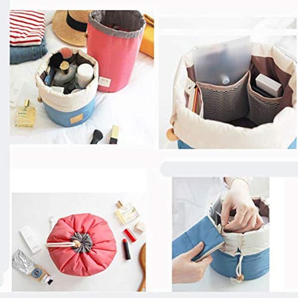 Portable Multifunctional Toiletry Bag, Waterproof Cosmetic Organizer with Foldable Design and Large Capacity, Drawstring Makeup Bag