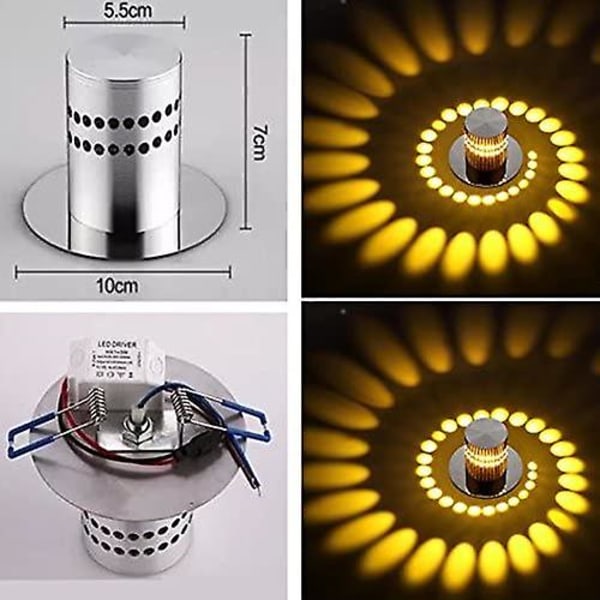 3W Moderni Muotoilu Uppoasennettava LED Pyöreä Käytävä Alasvalo Valot Katto Spottivalo Vaikutus Seinä Vaikutusvalo Kierre Säädettävissä Lämmin Valkoinen 3000k 55 Mm