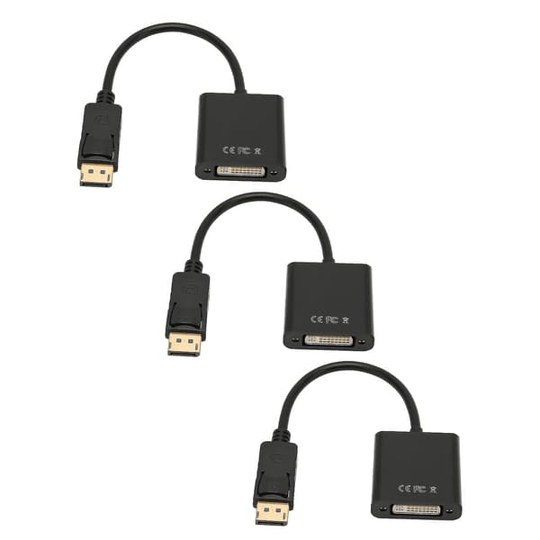 3 stk. DisplayPort til DVI-adapter 4K HD 1080P Mini DP til DVI-adapterkabel til PC, bærbar computer, HDTV, skærm og projektor