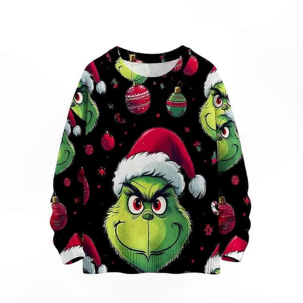 Sjov 3D julesweater til kvinder, strikket langærmet pullover til vinterferien, grim jule top 1 XL