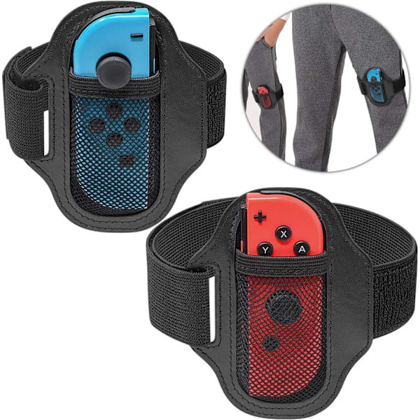 Familjevänligt Andningsbart Material: 2-pack Justerbara Benremmar för Nintendo Switch Ring Fit Adventure, Ger Bekvämt Skydd för Joy-Con Under