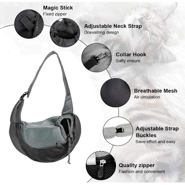 Bærbar hundebærrepose Åndbar Mesh Crossbody-taske til hund