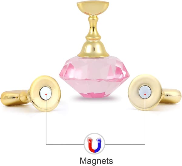 Neglekunstdisplaystativ (rosa) med magnetisk holder og krystallbase