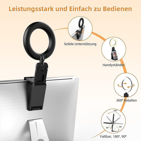 Multifunktionel skrivebordslampe til fyldlys, gourmetfotografering, foldbar videokonferencelampe