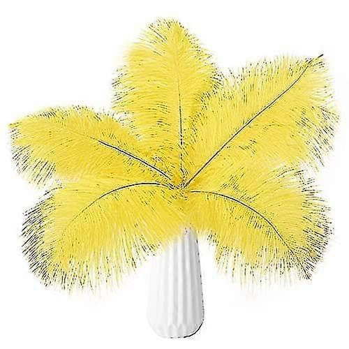 20 stk. naturlige strudsefjer i bulk Yellow