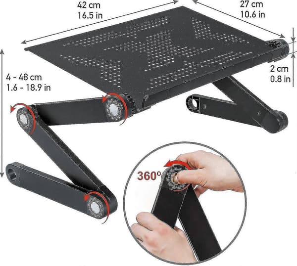 Justerbart laptopstativ for seng, sofa, lenestol - Sammenleggbart bord med ergonomisk design, lett aluminium