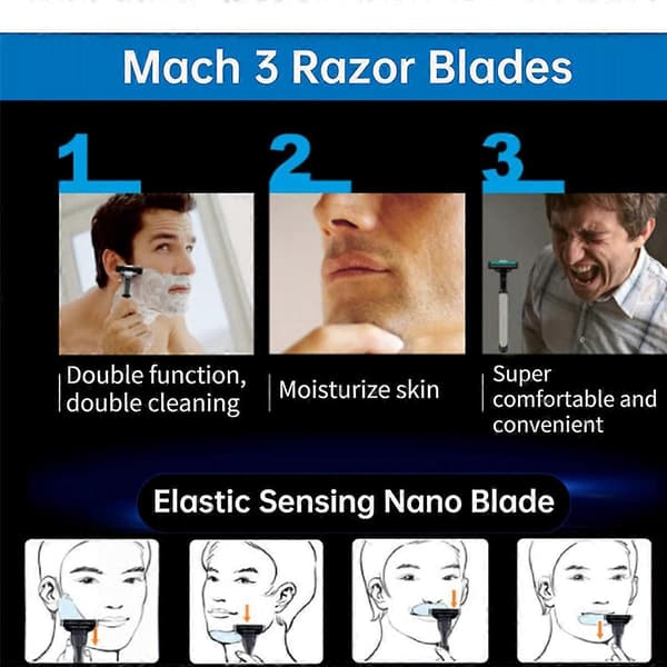 96 stk. barberbladrefiller, manuelle Mach 3-barberbladrefiller for Mach 3 herrebarberbladrefiller black