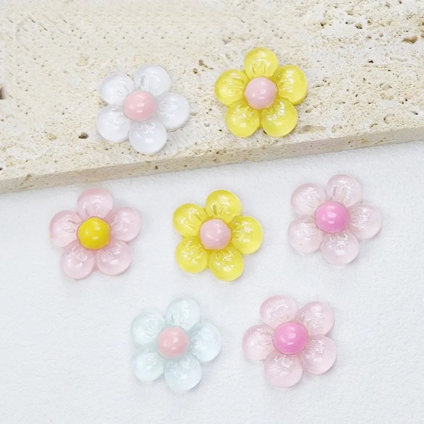 50 PCS 21mm Resin Flowers Diy Hairpin Headdress Patch Phone Case Earrings Accessories For Diy Jewelry Making