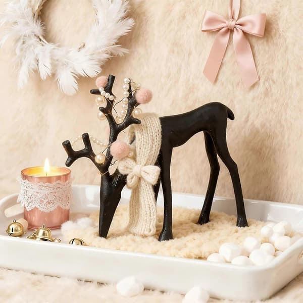 Sæt med 2 sorte rensdyrstatuer - Moderne julefigurer - Elegant indendørs ferie
