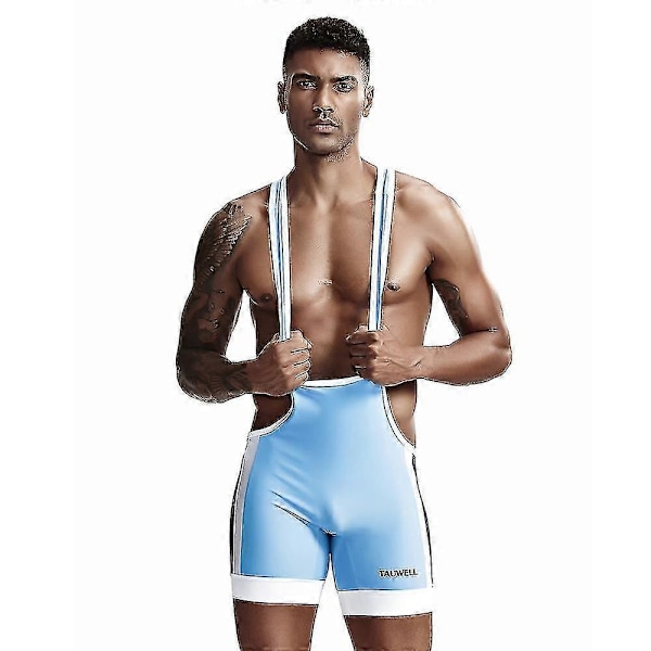 \"Hurtigtørrende multifunktionel træningsdragt til mænd, tætsiddende, til brydning, løb og bodybuilding\" Light Blue XL