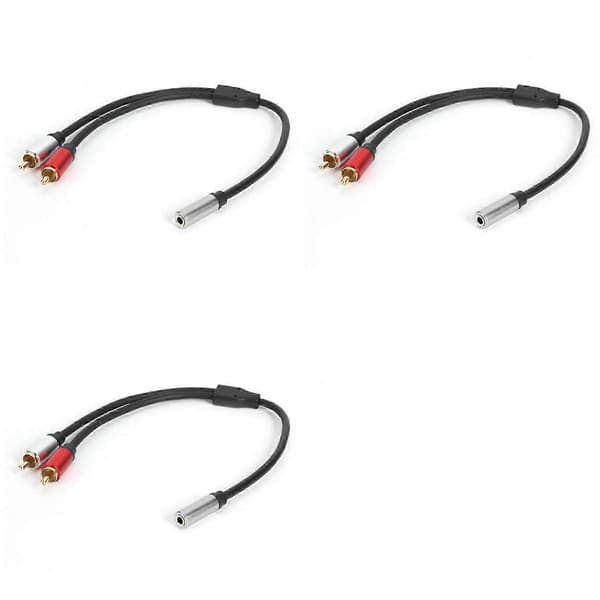 Lydforbindelse til MP3, telefon, hjemmebiograf og DVD | 3X 2RCA han til 3,5 mm hun RCA lyd Aux-kabel Black