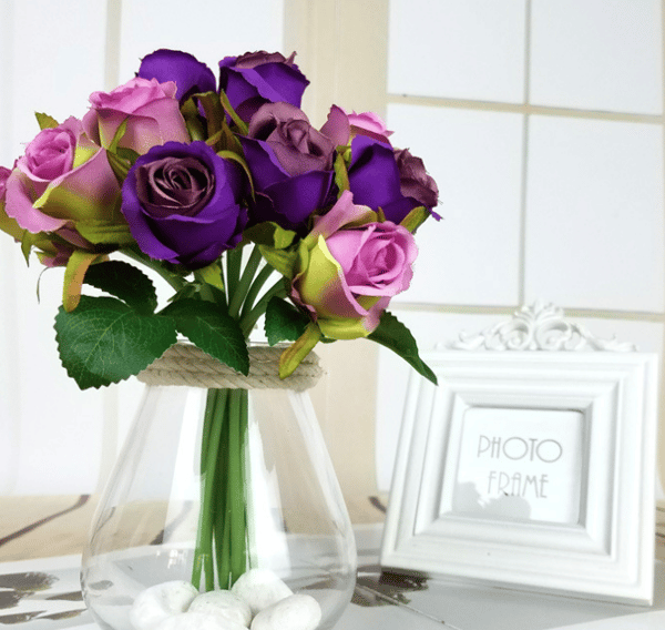 Artificial Rose Bouquet with 24 Heads, Silk Flower with Stem B