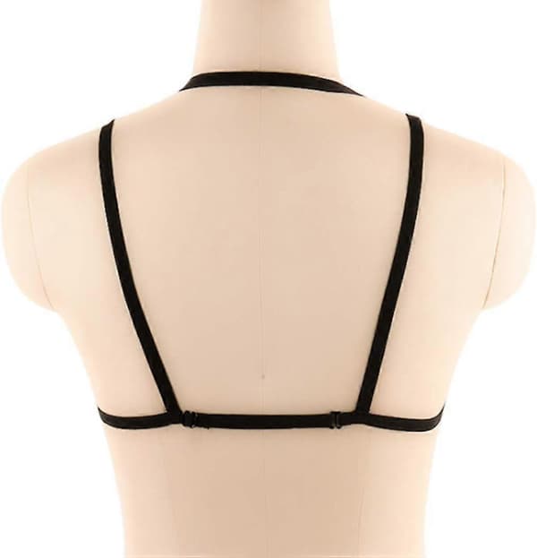 Goth Harness-behå kroppskedja Punk Cage elastisk behå kroppsbälte ihålig sele underkläder för kvinnor (svart)
