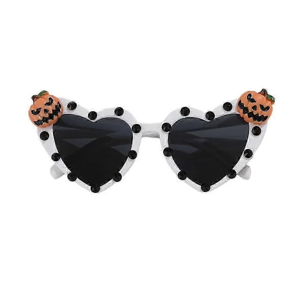 Fasjonable hjerteformede solbriller for kvinner og jenter til Halloween-festdekorasjon Skull candy