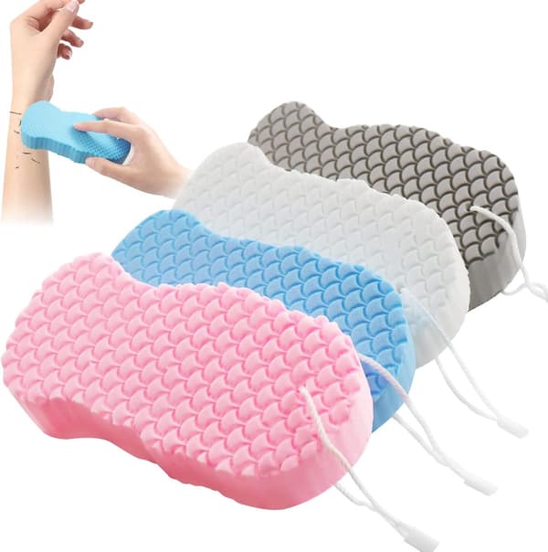 4 Pieces - Bath Sponge - 13*3*6.5 cm - Scrub Miracle Sponge - Ultra Soft Bath Sponge - Exfoliating Bath Sponge