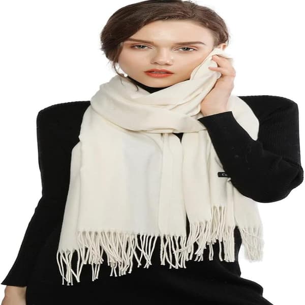 Dame Tørklæder Pashmina Sjal og Wraps til Bryllup Tørklæder til Kvinder Vinter Ivory