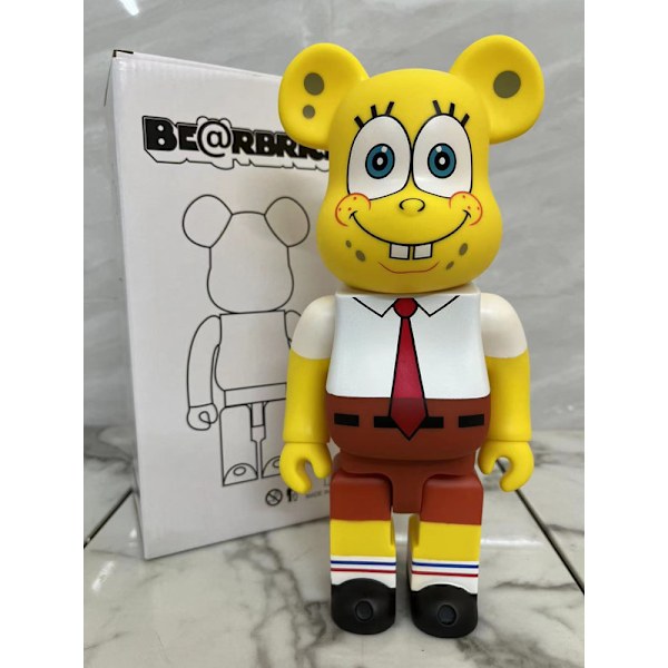 Bearbricks 400% voldelig bjørn byggeklodser bjørnmodel håndlavet samlerlegetøj gave mode ornament skulptur statue 28CM Sponge