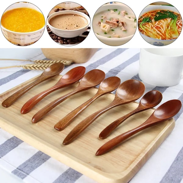 Wooden Spoon Teaspoon Kitchen Utensils for Dessert Honey Cooking Utensil Tools Tableware Japanese Solid Wood Spoon