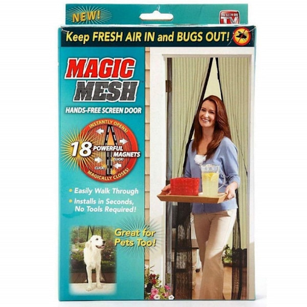 Magic Mesh Magnet insektnet til dør sort - Ekstra stærk magnet