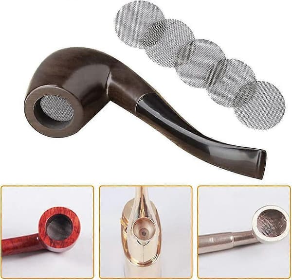 Pipesiler, 150 stk. røykesiler/bong-nettingfiltre i rustfritt stål, 15 mm, gave