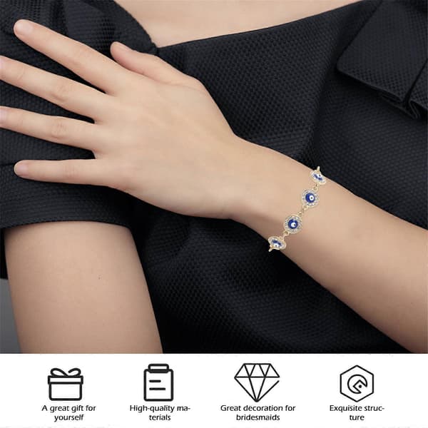Justerbart Evil Eye Armbånd Håndkæde med Blå Charm til