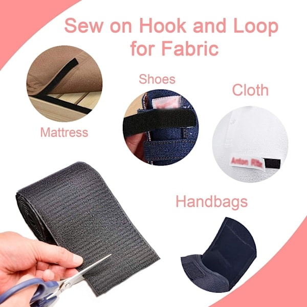 Extra Wide Velcro (10cm*2m), for Sewing Stripes on Fabric, Non-Adhesive