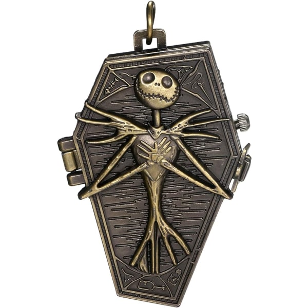 Coffin Pocket Watch Novelty Skull Quartz Fob Watch with Chain