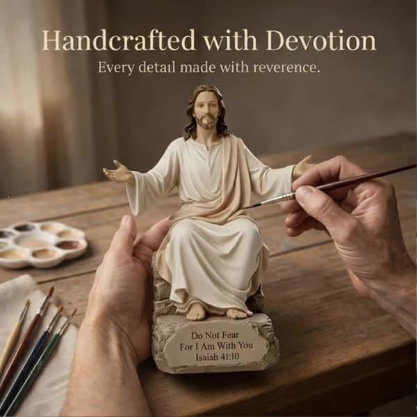Jesus Velsignelsesstatue – Åben Arm & Bibelbase – til Bønnerum & Skrivebord B
