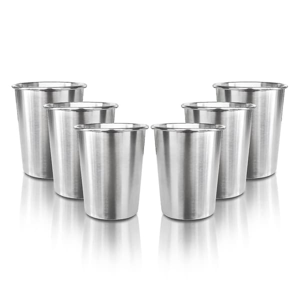 6-pack 23 cl rostfria stålkoppar för barn, stapelbara hållbara metallkoppar, splittringsfria dricksglas bästa presenten