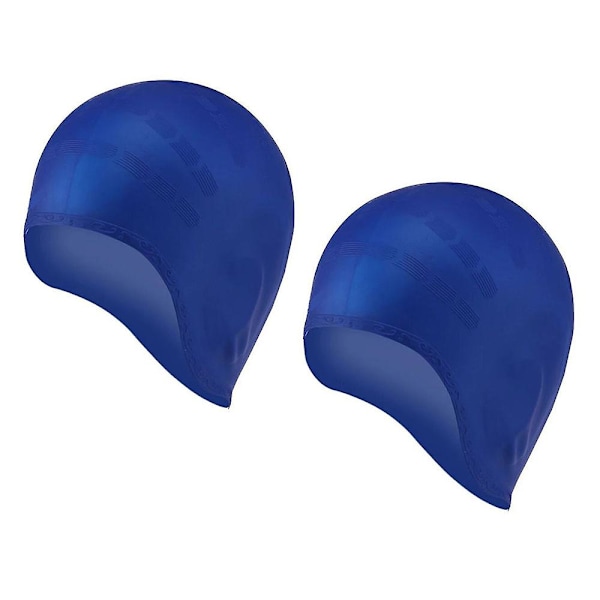 Unisex Swim Cap for short & Long Hair Silicone Swimming Caps Cover Ears Swimming Hats for Women Men Kids Adults-Blue