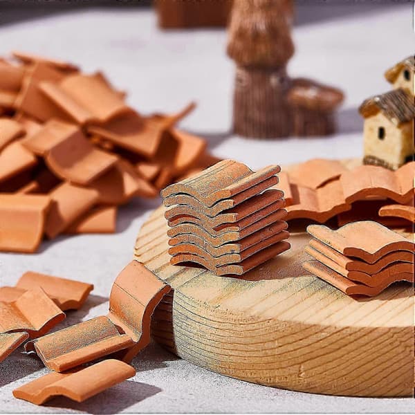 Miniatyr takstein for modellbygging, 100 deler tilbehør brick red