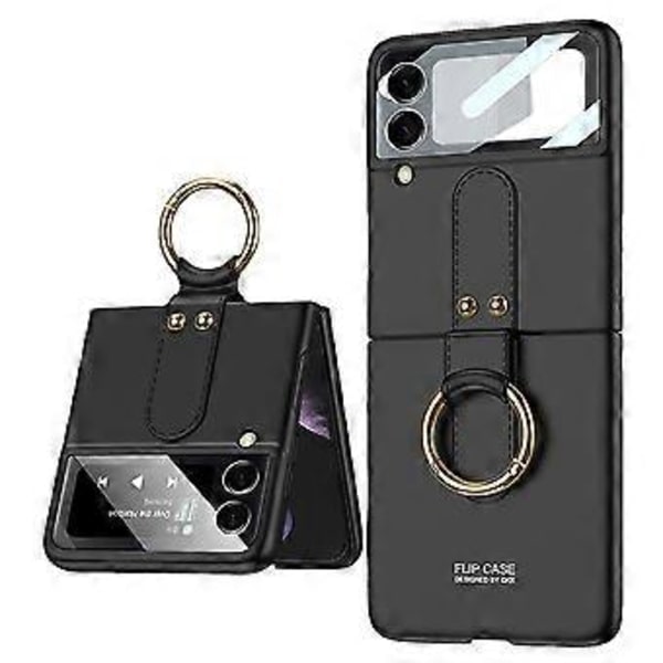 Samsung Galaxy Z Flip4 Kuori, tarkalla painikesäädöllä ja sisäänrakennetulla näytönsuojalla, antimikrobisella teknologialla ja tukirenkaalla lisäturvaa varten