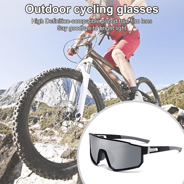 Polariserede sports solbriller, ultralette, antirefleks, UV-resistente, coatede linser, softball cykelbriller, sportsbriller Black,Silver B