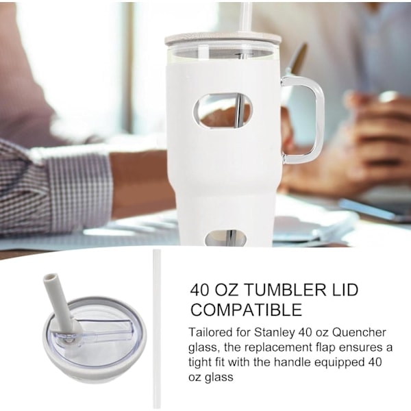40 oz Isolerad flaskhalsersättning för Stanley-mugg, utbytbar sugrörslock, spillsäker återanvändbar lock vit